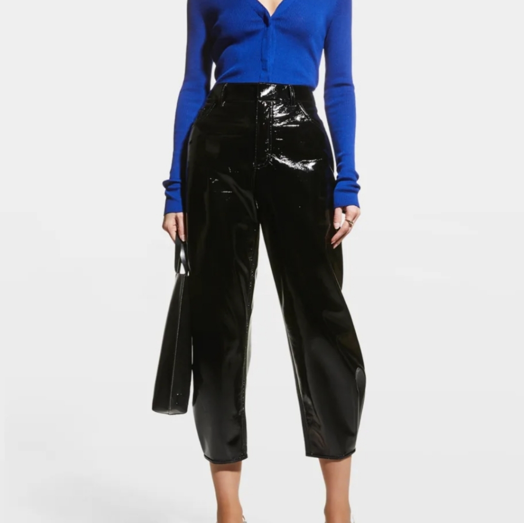 New Tibi Faux-Patent Leather Sculpted High-Waisted Pants 28